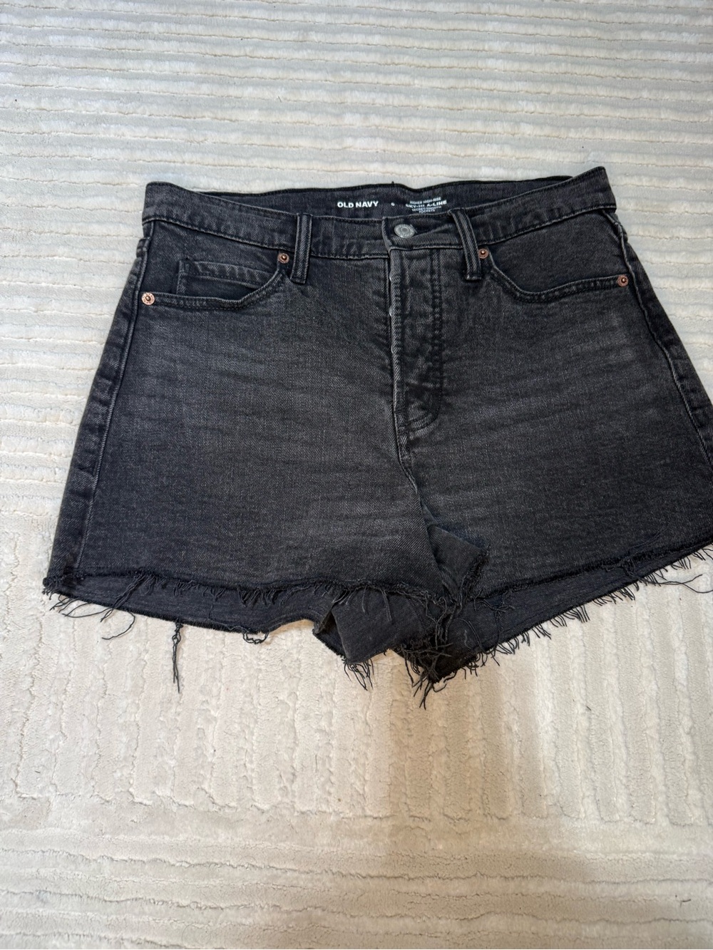 Old Navy Black Frayed Hem High-Rise Denim Shorts